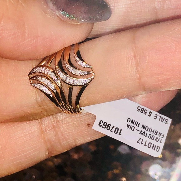 10k solid gold beautiful real diamond ring for women, free appraisal, Not plated - Picture 7 of 8